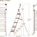 Step Ladder 5-Step White Finish Aluminum Iron Folding Ladders