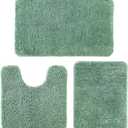 MIULEE 3 Pieces Bathroom Rugs and mats Sets Extra Thick Non Slip Microfiber Bath Mats and U-Shaped Contour Toilet Rug for Bath Room Floor Restroom,20"x30"+16"x24"+20"x20", Sage Green (1'8" x 2'8" (Rectangular))