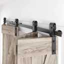 64" Bifold Sliding Barn Door Hardware Track Kit,Side Mounted Black J Shape Roller,Smoothly and Quietly,Assembly Easy,Fit Four 15" Bi-Folding Doors 