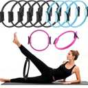 10 Pack Pilates Ring 15 Inch Magic Circle Bulk Set for Yoga and Fitness, Lightweight Portable Resistance Rings for Full Body Toning, Core Workout and Strength Training (5 Black, 3 Blue, 2 Pink)