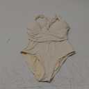 QINSEN Womens Sexy V Neck One Piece Bathing Suit Cross Back Swimsuit High Waist Monokini (Medium, White)