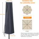Dafire Patio Umbrella Cover for 7FT to 9FT Parasols - 1.7m Dark Gray 420D Oxford Fabric Waterproof Market Umbrella With Zip - For Outdoor Umbrellas With Rod