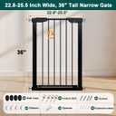 Fairy Baby 36" Tall Narrow Baby Gate 22.8"-25.5" Wide for Small Doorways | Narrow Pet Gate for Small Stairs, Auto-Close Pressure Mounted Metal Dog Gate, One-Hand Open Safety Child Gate No Drill, Black
