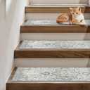 Non Slip Stair Treads for Wooden Steps 13PCS - 8"x30" Indoor Safety Carpet, Edging Mats with TPE Adhesive Backing, Pet and Elderly Friendly Stair Rugs (Taupe)