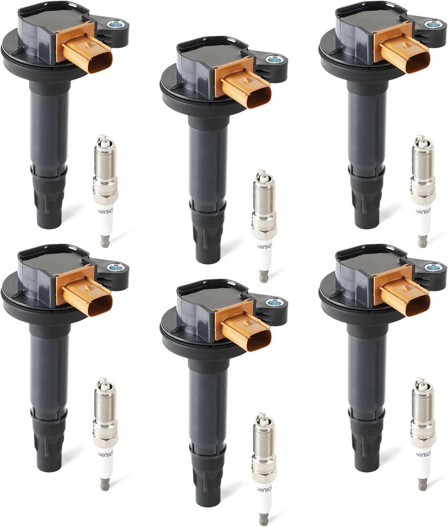 6PCS UF646 Ignition Coils Pack & Iridium Spark Plugs Compatible with Ford Expedition Explorer F150 Flex Police Taurus Transit Lincoln MKS MKT Navigator 3.5L V6