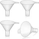 4 Packs Small Plastic Funnel for Filling Small Bottles 2.56 Inch Clear Wide Mouth Plastic Funnel for Filling Water Powder Essential Oils Perfumes Kitchen Bath Garage Use