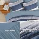 Andency Comforter Set Mineral Blue Oversized King(120"x120")- 7 Pieces Striped Lightweight Bed in a Bag, Soft Reversible Bedding Set with Comforter, Fitted & Flat Sheet, Pillowcases & Shams