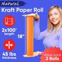 18" x 1200" (100 ft) Orange Kraft Paper Roll (Value Pack of 2), 45 lbs Thickness, Made in USA Colored Kraft Paper for School, Bulletin Board - Odorless, Non-Toxic, Safe for Kids