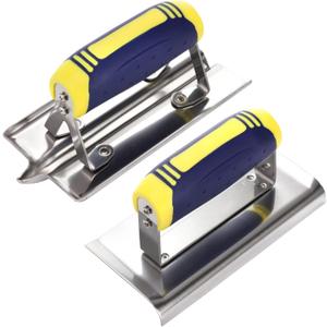 Peohud 2 Pieces Concrete Tool Set, 6" x 3" Stainless Steel Concrete Edger and Groover, Masonry Cement Finishing Kit for Smoothing, Cutting