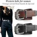 INOGIH Adjustable-Vintage-Western-Cowboy-Belt Women Men - Cowboy-Style Engraved-Buckle Belt for Jeans Pants Dresses (One Size, Black/Coffee)