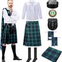 8 Pcs Scottish Tartan Kilt Accessories Scottish Kilts for Men Halloween Cosplay Costume Outfits Highland Games (X-Large)