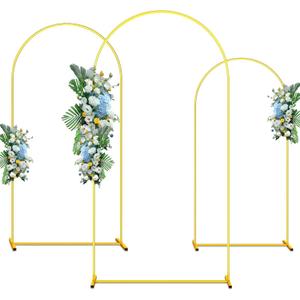 Metal Arch Backdrop Stand, 6FT & 5FT & 4FT Wedding Arch Backdrop Stand, 3 Pack Gold Metal Arch Stand, Wedding Arch Frame for Wedding Birthday Party Baby Shower Graduation Ceremony Decor