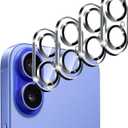 ivoler 4-Pack Camera Lens Protector for iPhone 16 6.1/ iPhone 16 Plus 6.7 Screen Protector Tempered Glass [Case Friendly 17 ][New Rersion 17],Scratch-Resistant,Clear+Black Circle (Transparent)