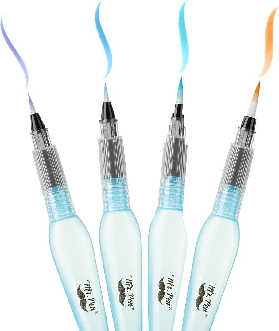 Mr. Pen- Watercolor Brush Pens, 4 pcs, Blue Set, Watercolor Brushes Set, Water Brush Pen