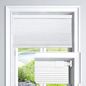 LazBlinds Cordless Cellular Shades, No Tools No Drill Light Filtering Honeycomb Shades Pleated Blinds for Windows, 33.5'' W x 48'' H, White