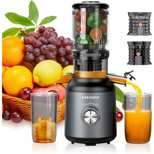 Juicer Machines, Cold Press Juicer with 4.2'' Large Feed Chute, Fit Whole Fruit Slow Juice Extractor Machine, 250W Masticating Juicers Easy To Clean, BPA Free, High Juice Yield