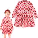 Curipeer Infant Toddler Girls Sweater Dresses Long Sleeve Ribbed Knit Pullover Ruffle Cozy Dress (2T, A-aa-heart Pattern)