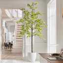 Erimda Faux Black Olive Tree 7ft, Faux Plants Indoor Large Tall Tree Artificial Shady Lady Tree with Natural Wood Trunk & Realistic Leaves, Fake Olive Plant for Home Office Indoor Decor, 7"D x 6"W x 84"H