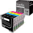 NoahArk 5 Packs T125 Remanufactured Ink Cartridge Replacement for Epson 125 use for Epson Stylus NX125 NX127 NX230 NX420 NX530 NX625 Workforce 320 323 325 520 (2 Black, 1 Cyan, 1 Magenta,1 Yellow)