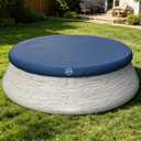 Safana 12ft Inflatable Pool Covers for Round Inflatable Easy Set Pool [ Tapered Top Ring < 10.8ft ] Cover for Flared Above Ground Pool [Upgrade 420D Thickened Blue] Windproof with Elastic Band