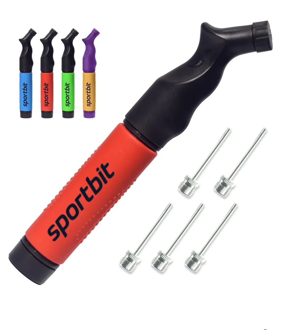 2 SPORTBIT Ball Pumps For Sports Balls - Push & Pull Inflating System - Hand Pumps for All Exercise Balls - Volleyball Pump, Basketball Inflator, Football & Soccer Ball Air Pump - Both Pumps Come with 5 Needles Set