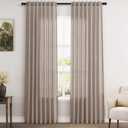 Taupe Linen Curtains 84 Inches Long for Bedroom Back Tab Light Filtering Privacy Semi Sheer Curtains Modern Farmhouse Decor Taupe Cotton Textured Curtain for Living Room 2 Panels Set 52x84 Inch