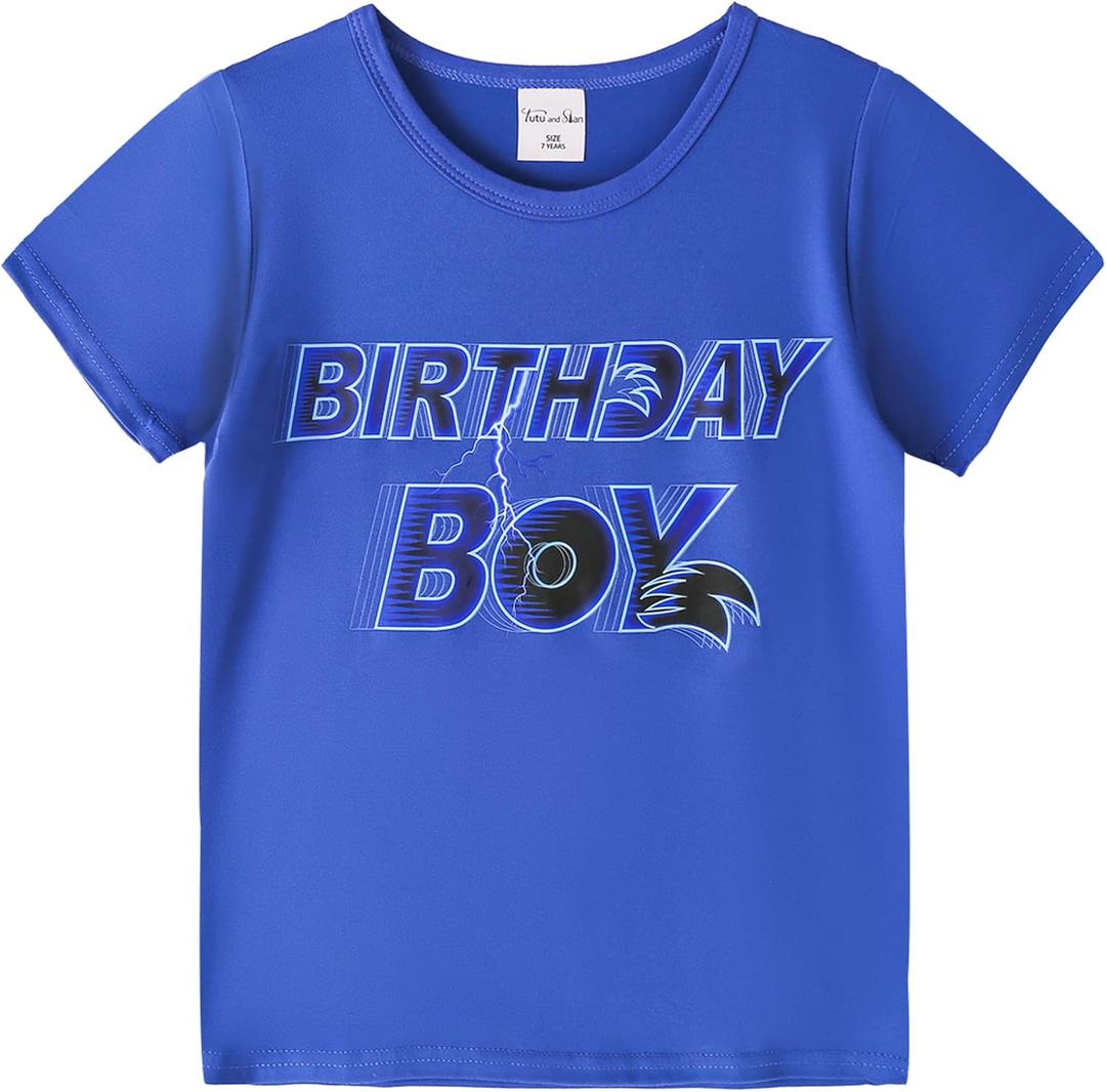 Tutu and Sian Ultra Soft Birthday Boy Short-Sleeve T-Shirt, Gifts for Boys Birthday Party (Blue)