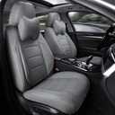 TIEHESYT Grey Car Seat Covers Front Pair, Breathable Leather Automotive Front Seat Covers & Headrest for Reduce The Driving Fatigue, Compatible with Most Cars Sedans SUV Pickup Trucks (Graceful Gray)