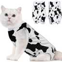 Avont Cat Recovery Suit - Kitten Onesie for Cats After Surgery, Cone of Shame Alternative Surgical Spay Suit for Female Cat, Post-Surgery or Skin Diseases Protection -Cow(S)
