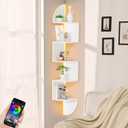 Corner Shelf, 5 Tier Bookshelf with LED Light, Corner Shelf Wall Mounted, Floating Shelves for Wall, Display Stand for Bedroom, Living Room, Bathroom, Home, Office, White