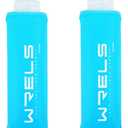 Folding Soft Flask Portable Collapsible Running Lightweight Water Bottle for Outdoor Sports,Travel with Mouthpeice Cover (250ml/8.45oz-2 Pack-Light Blue)
