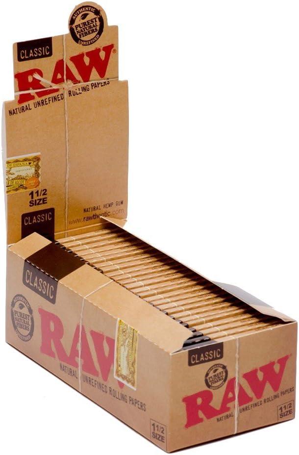 Raw Classic 1 1/2 Size Rolling Paper, 33 Count (Pack of 25)