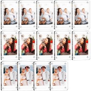 14 Pack Acrylic Magnetic Picture Frames, 2.3 * 3.5 Inch Acrylic Photo Magnets for Refrigerator, Double Sided Mini Picture Frame Magnets Clear for Fujifilm Instax Mini Instant Film