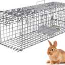 24 Humane Live Animal Trap Cage, Heavy Duty Folding Catch and Release Rodent Trap for Squirrels, Rabbits, Stray Cats, Skunks, Moles, Gophers, Groundhogs  Galvanized Rustproof Steel (23.3in*7.24in*7.72in)
