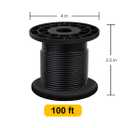 304 Stainless Steel Wire Rope Cable 3/32, Black Vinyl Coated - Outdoor Light Guide Wire for String Lights, Clotheslines - 1/16 Inch Overmolded to 3/32 Inch, 100ft