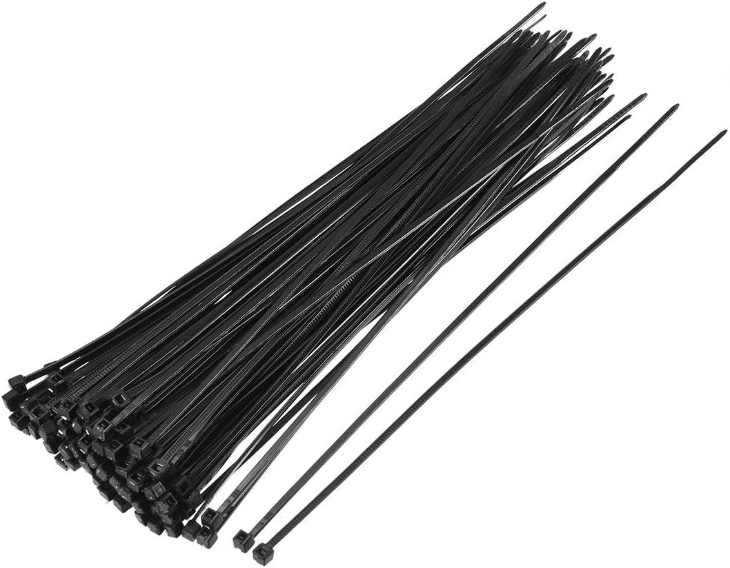uxcell Nylon Cable Ties 8 Inch Self-Locking Zip Ties 0.08 Inch Width Black 100pcs (8x0.08Inch)