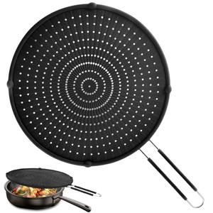 Splatter Screen for Frying Pan, Grease Splatter Guard, Heat-Resistant Splatter Guards for Frying, Silicone Splatter Guard for Everyday Cooking, Dishwasher Safe (16in×12in×0.5in）