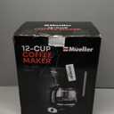 Mueller 12-Cup Drip Coffee Maker - Borosilicate Carafe, Auto-Off, Reusable Filter, Anti-Drip, Keep-Warm Function, Clear Water Level Window Coffee Machine, Kitchen Essentials & Accessories (Black)