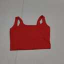 Artfish Women's Sleeveless Strappy Tank Square Neck Double Layer Workout Fitness Casual Basic Crop Tops (Large, Red)