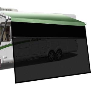 RV Awning Sun Shade Screen with Zipper 8'x18'3", 600D Oxford Top Mesh Bottom Screen Sun Shade Complete Kits UV Blocker Sunscreen Canopy for Camper Trailer Motorhome Awnings Black (Fit for 19FT)