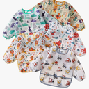 Sleeved Bib,5 Pack,Waterproof Shirt Bibs for Baby 3-24 Months Wipe Clean