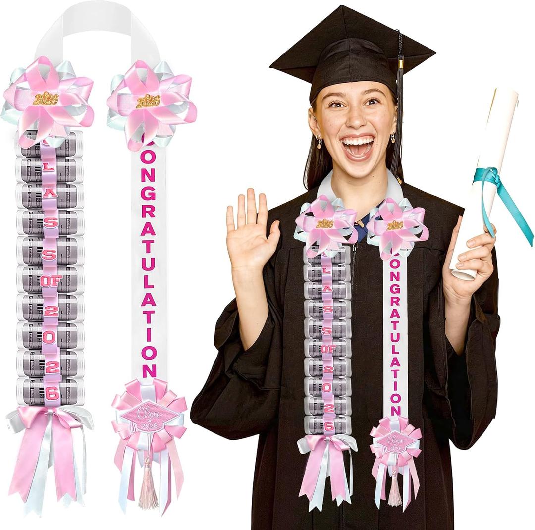 NUOLAN Class of 2026 Graduation Money Leis, Double Braided Lei for Graduation, Ribbon Lei DIY Graduation Garland Perfect Cash Gift for High School College Graduates Party Supplies