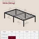 VASAGLE Twin Metal Bed Frame 16 Inches Tall, 550 lb Weight Capacity, No Box Spring Needed, with Under-Bed Storage, Easy Setup, Heavy-Duty Platform Bed, Mattress Retainers, Matte Black URMB663BD02S