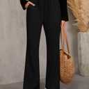 Ficerd Women's Wide Leg Sweatpants, High Waisted Baggy Flared Pants Straight Leg Loose Joggers with Drawstring Pockets (Black)