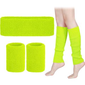 SATINIOR 80s Leg Warmer Workout Set Women 90s Costume Headband Wristbands Knit Outfit Yoga Sport Running