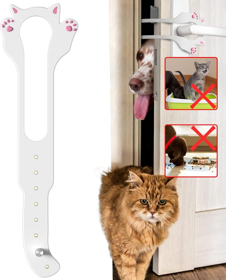 Cat Door Latch Holder,8 Adjustable Sizes Stronger Flex Cat Door Stopper, Keep Door Open 1.5" to 8", Let's Cats in and Keeps Dogs Out of Litter & Food, No Tool Required & No Wall Damage