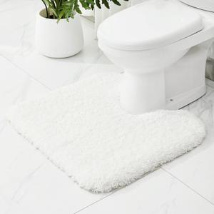 White Toilet Rug for Bathroom Floor Non-Slip Washable Toilet Mat U Shape Plush Absorbent Bath Contour Rug for Toilet 22x24 inches Luxury Around Toilet Rug