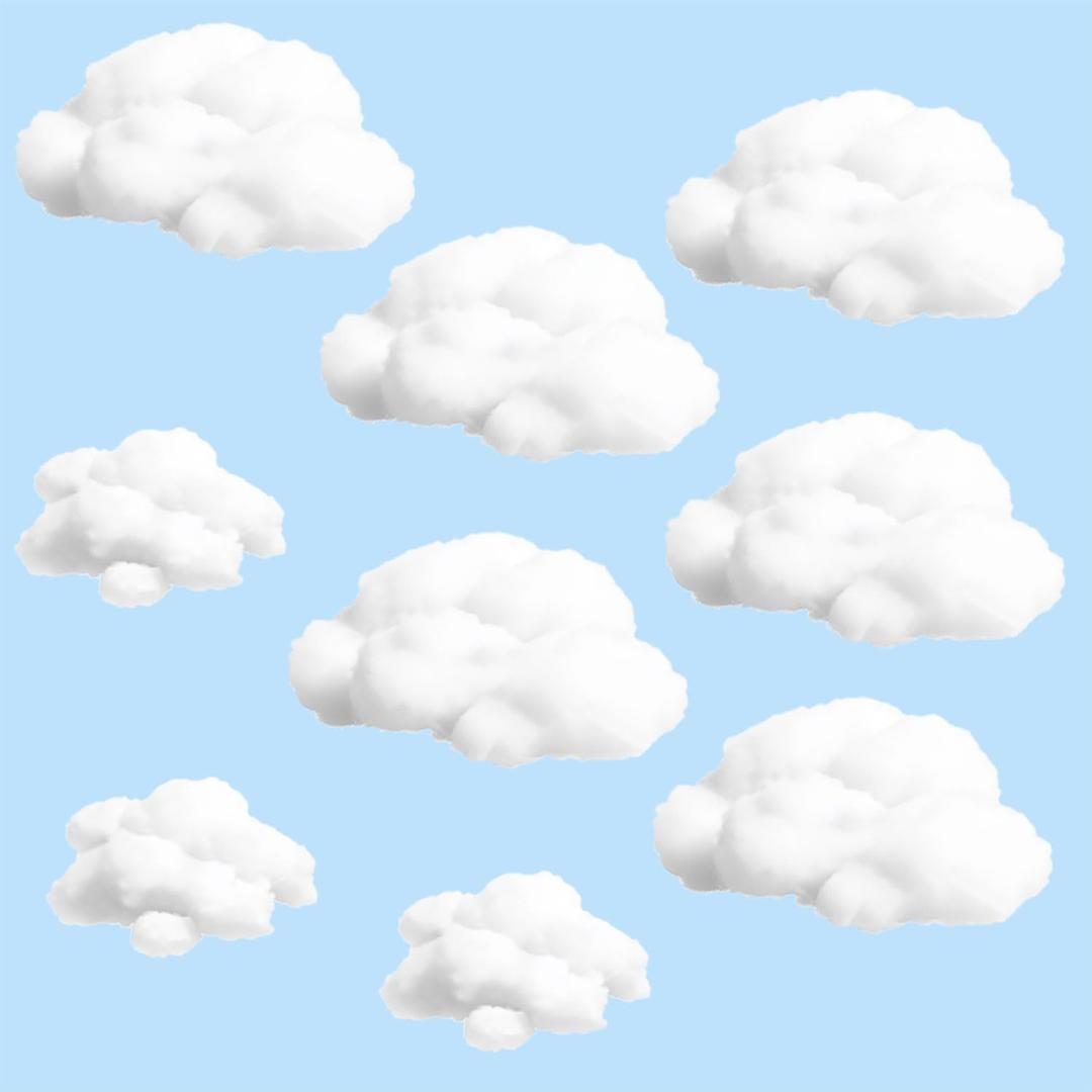 9pcs Clouds Decorations for Ceiling, Cotton Simulation Hanging Cloud Decoration, 3D Artificial Fake Clouds Props for Wedding Stage Show Party Decor (3*Small and 6*Medium Size)