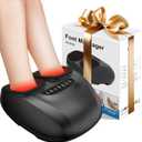 Shiatsu Foot Massager Machine with Heat, Deep Kneading Foot Massager with Vibration & Compression for Muscle Relaxation, Home Office Use for Men Women (Black)