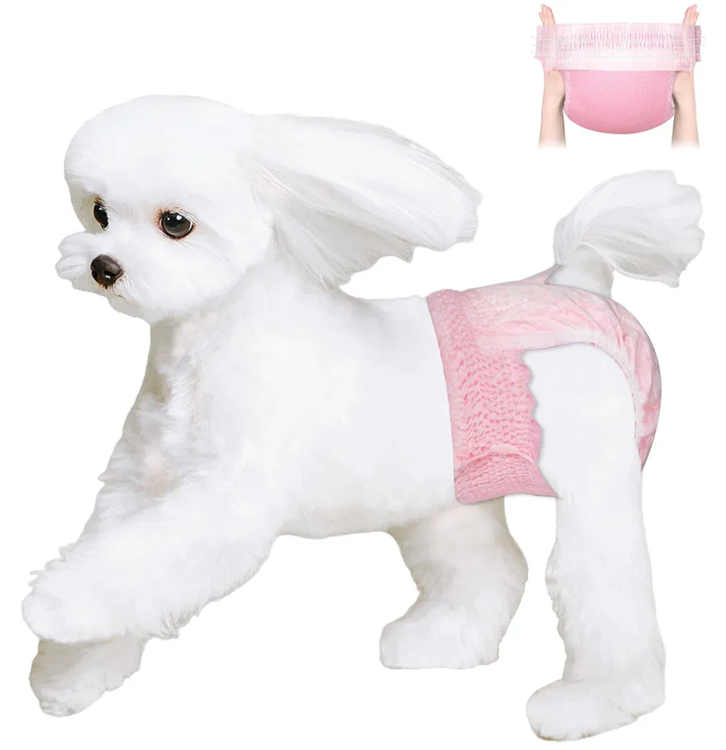 Ambreview Disposable Dog Diapers Female, Just Pull It Up, Doggie Diapers for Female Dogs, Strong Absorbency | Leak Proof, for Dogs in Heat | Elderly | Disabled, M 100 PCS